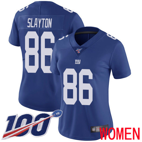 Women New York Giants #86 Darius Slayton Royal Blue Team Color Vapor Untouchable Limited Player 100th Season Football NFL Jersey->women nfl jersey->Women Jersey